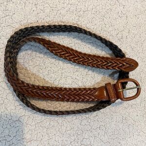 Full Grain Argentine Cowhide Braided Leather Belt Brown Size 40